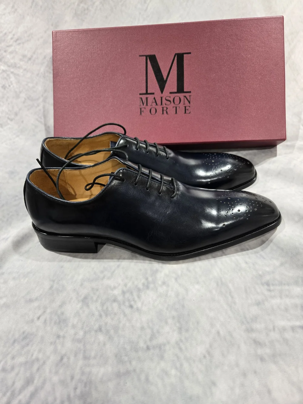 Maison Forte navy blue wholecut oxford dress shoes